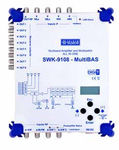 Multiswitche, MultiBAS MULTIBAS SWK-9216NGV, SWK-9108 Zintegrowane urządzenie do dystrybucji sygnałów naziemnych i satelitarnych Wysokiej klasy wzmacniacz kanałowy oraz multiswich w jednym Baza do