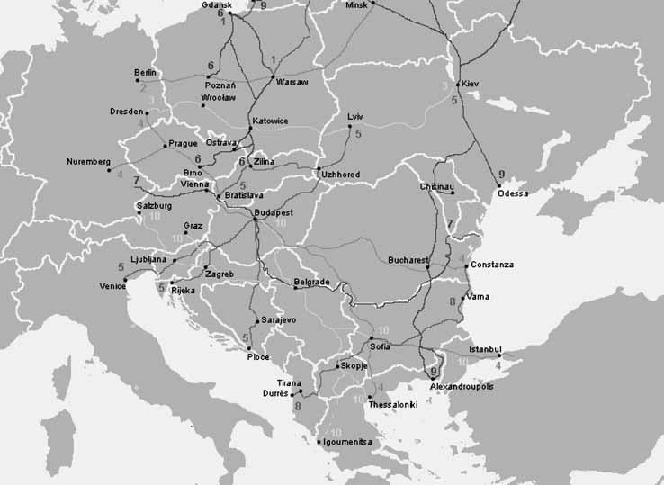 262 Dragan KOSTIC, Aleksandar SIMONOVIC, Vladan STOJANOVIC Figure 3. Network of Pan-European corridors Source: Wikipedia, https://commons.wikimedia.org/wiki File:Paneuropetransport.png.