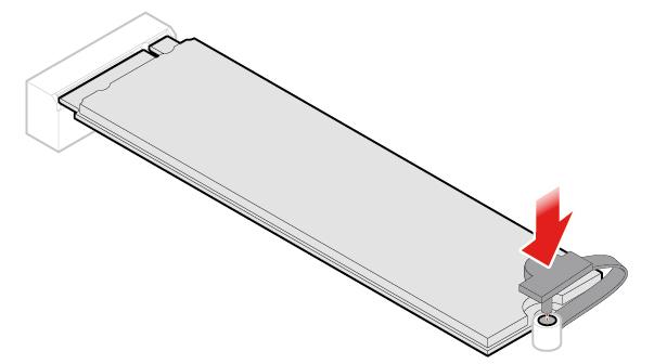 Rysunek 93. Zamykanie zatrzasku dysku SSD M.2 4. Dokończ wymianę. Patrz Kończenie wymiany części na stronie 56.