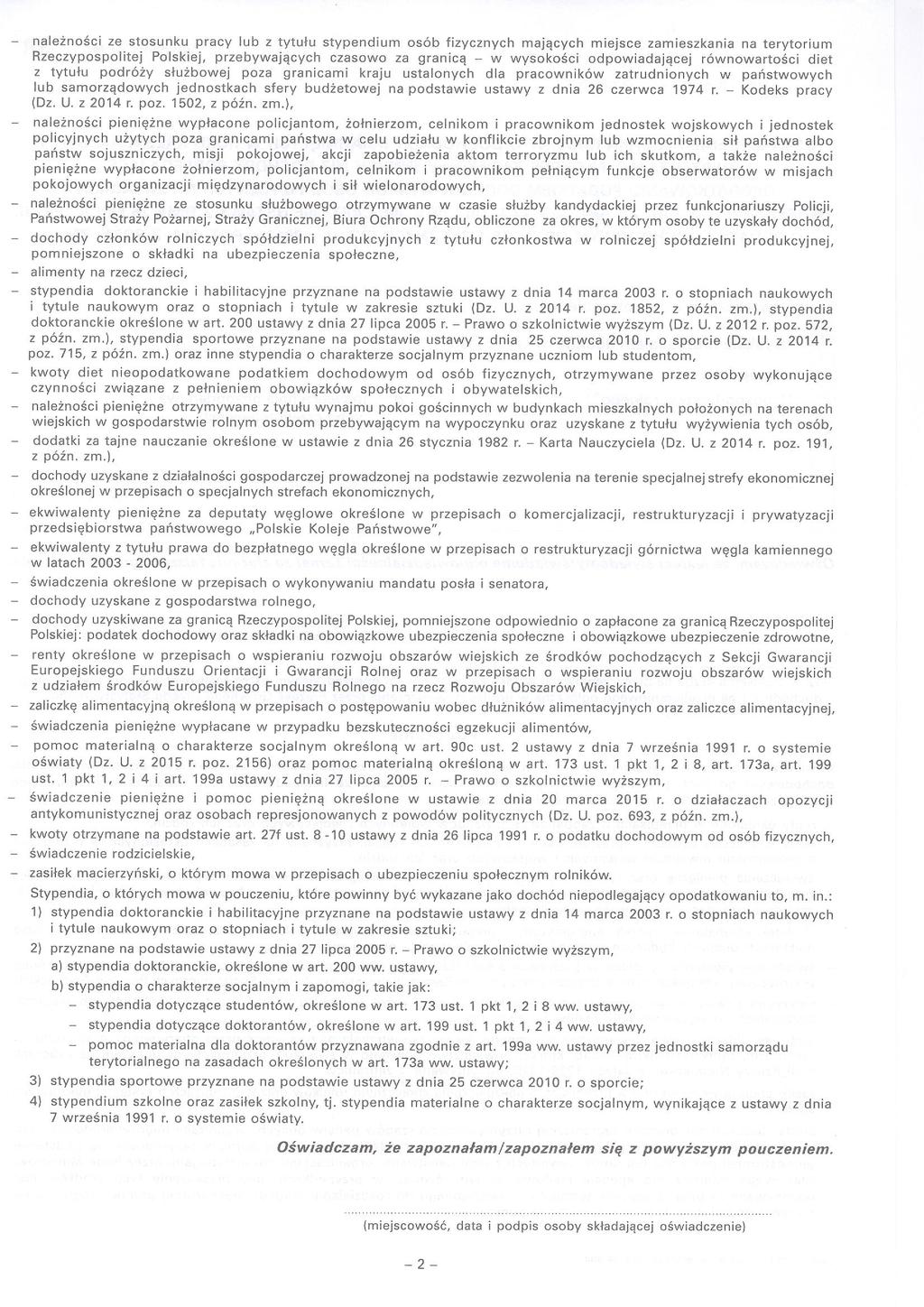 należnośc ze stosunku pracy lub z tytułu stypendum osób fzycznych mających mejsce zameszkana na terytorum Rzeczypospoltej Polskej, przebywających czasowo za grancą w wysokośc odpowadającej