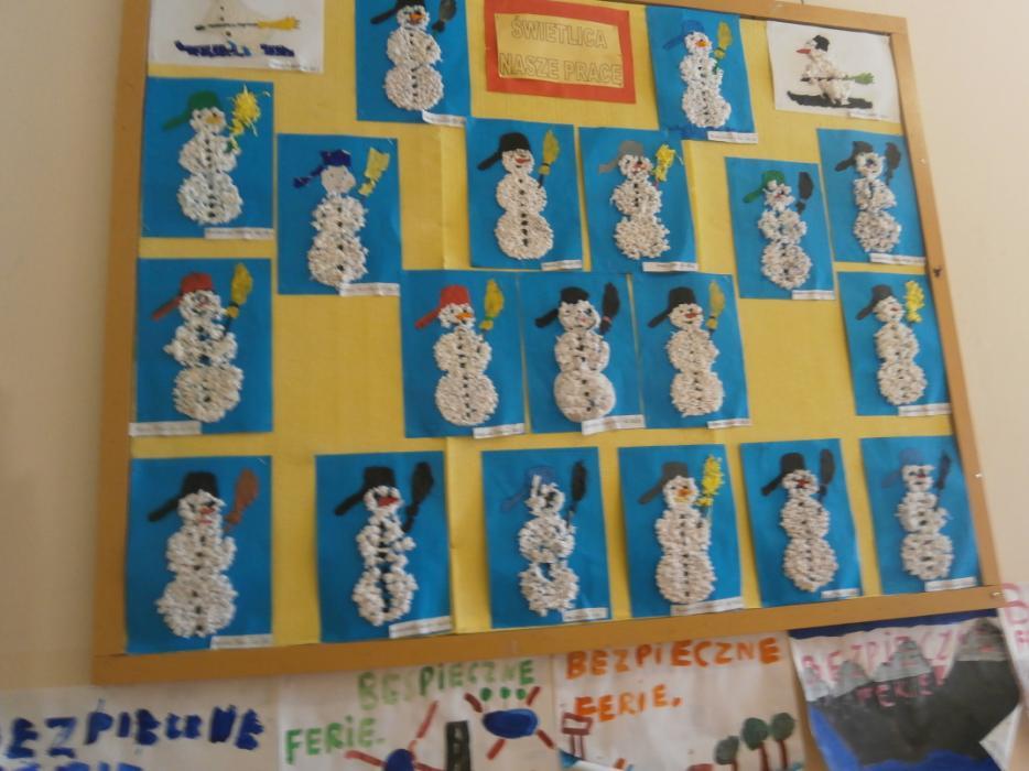 Zima wreszcie zawitała i w ferie zimowe nasze świetlicowe plastyczne projekty