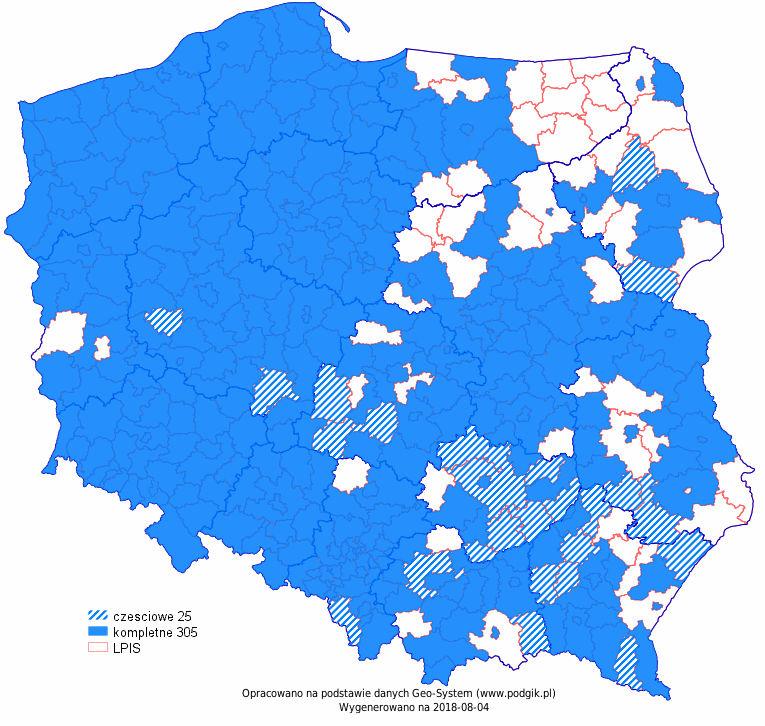 Jak jednak mo na by³o spe³niæ takie za³o enie, kiedy nie wszystkie powiaty udostêpniaj¹ us³ugi WMS z danymi ewidencji gruntów i budynków?