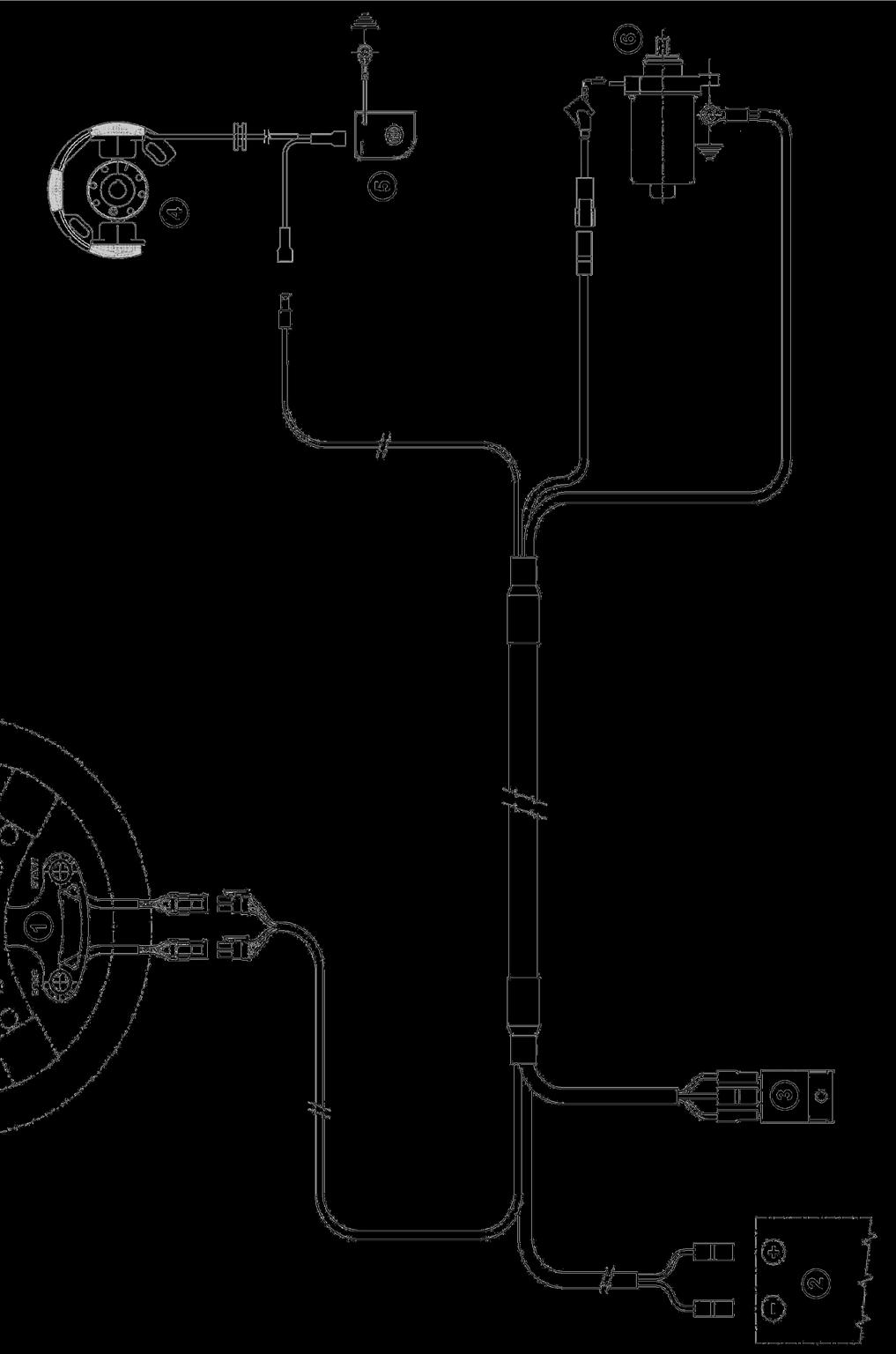 1- Push-Button Start & Stop / Guzik wciskowy Start & Stop 2- Battery / Bateria 3- Starting relay / Przekaźnik rozrusznika 4- Ignition /