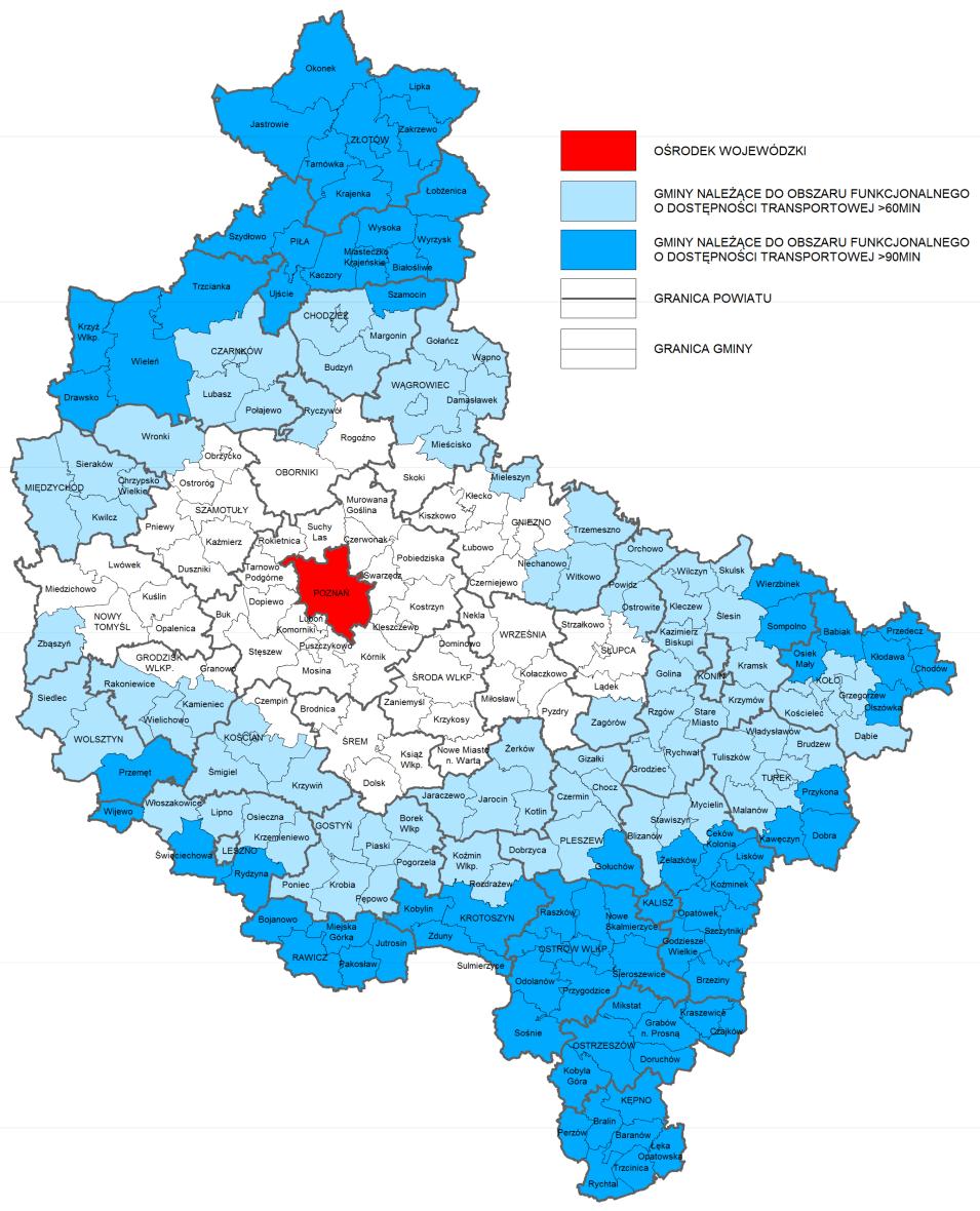 INFORMACJE UZUPEŁNIAJĄCE Dostępność transportowa do ośrodka wojewódzkiego Źródło: