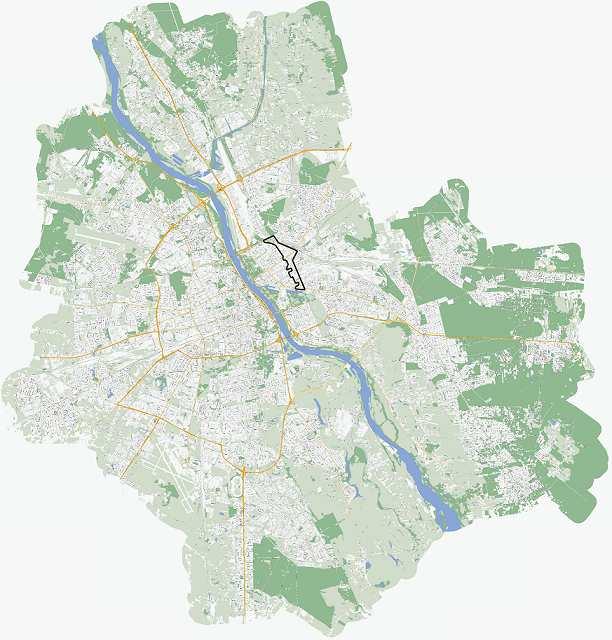 Opracowaniem objęto obszar znajdujący się w dzielnicach Praga Północ, Praga Południe i Targówek.