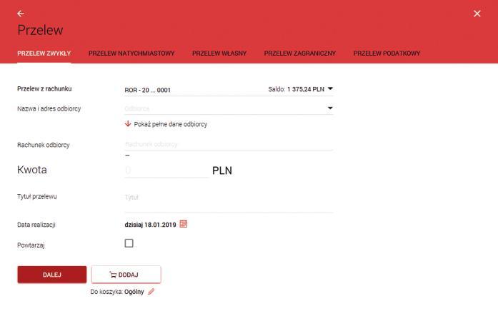 www.bsduszniki.pl Każdy typ przelewu, poza przelewem na rachunek własny, wymaga autoryzacji za pomocą mtokena MAA lub kodem SMS.