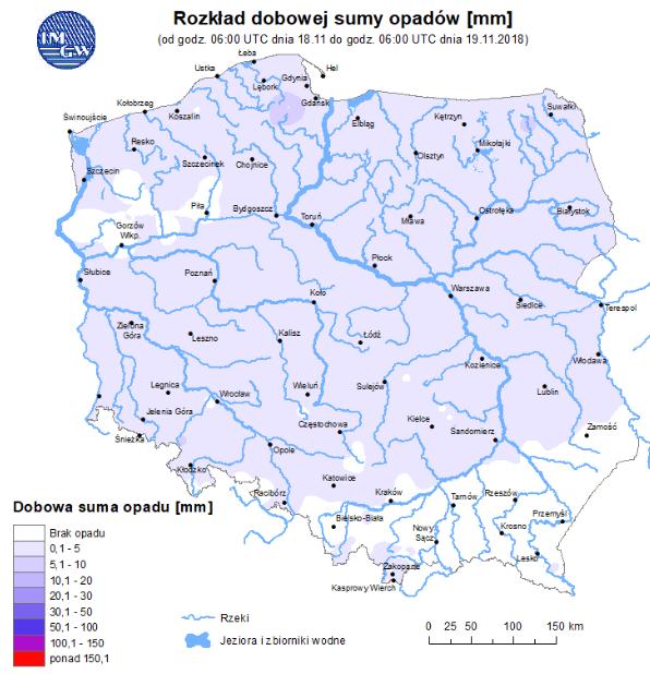 Rozkład dobowej sumy opadów Prognoza