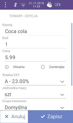 7. PROGRAMOWANIE BAZ 7.1. WYSZUKIWANIE/EDYCJA/KASOWANIE REKORDÓW BAZ 7.1.1. WYSZUKIWANIE REKORDÓW BAZ Szukaj Zmiana wyszukiwania Szukaj w zależności od sposobu wyszukiwania, należy wpisać nazwę lub kod towaru.