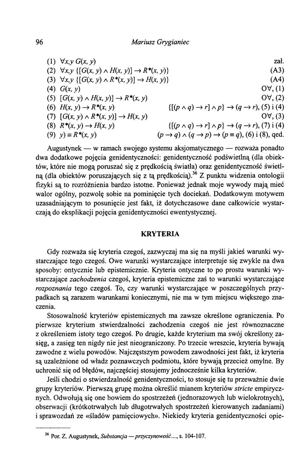 96 Mariusz Grygianiec ( 1) V x,yg {x,y) zał.