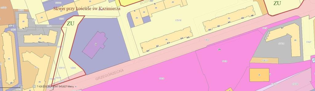 Bobrowskiego oraz pomiędzy