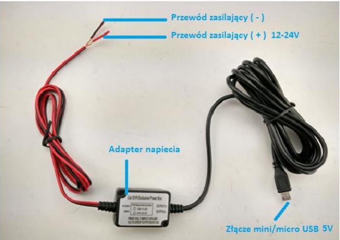 Podłącz czerwony przewód zasilający do zasilania pojazdu [12-24V] (bezpośrednio do akumulatora / do przewodu w którym pojawia się napięcie po przekręceniu stacyjki / przez bezpieczniki).