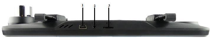OPIS TECHNICZNY 1 Gniazdo mini USB 2 Wejście AV 3 Slot TF karty pamięci micro-sd 1 Głośnik