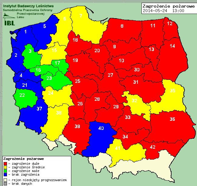 Zagrożenie pożarowe lasów Ostrzeżenie hydrologiczne i meteorologiczne OSTRZEŻENIE Nr 33 i 34 Zjawisko/Stopień