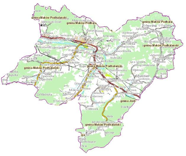 GMINA MAKÓW PODHALAŃSKI Żarnówka Maków Podhalański Gospodarstwa indywidualne Grzechynia Wieprzec Osoby prawne III stopień pilności Białka Juszczyn Kojszówka I stopień pilności II stopień pilności