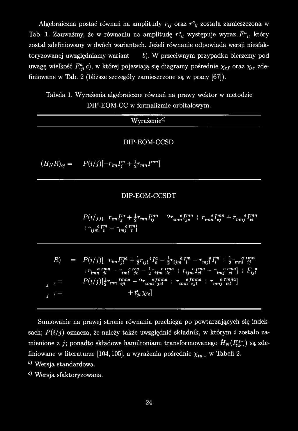 Algebraiczna postać równań na amplitudy r%2 oraz r 7 została zamieszczona w Tab. 1. Zauważmy, że w równaniu na amplitudę r?7 występuje wyraz F ;, który został zdefiniowany w dwóch wariantach.