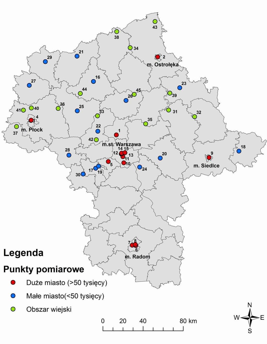 Lokalizacja punktów monitoringowych pól