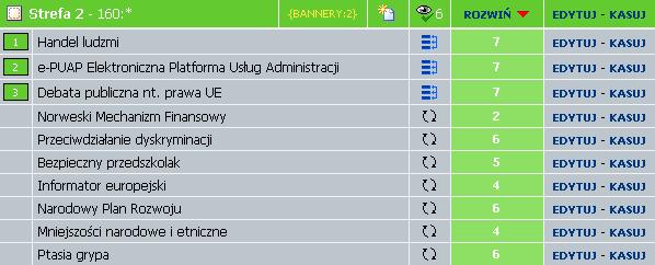 Lista bannerów Bannery z odznaczoną ( ) funkcją Wyświetlaj losowo ( ) wyświetlane będą stale na stronie serwisu.