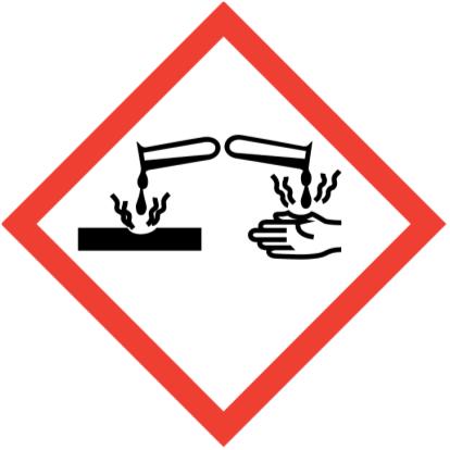 2.2 Elementy oznakowania Znak ostrzegawczy: Kod znaku ostrzegawczego: GHS05 Hasło ostrzegawcze (CLP): Niebezpieczeństwo Zwroty wskazujące rodzaj zagrożenia (CLP) : H314 Powoduje poważne oparzenia