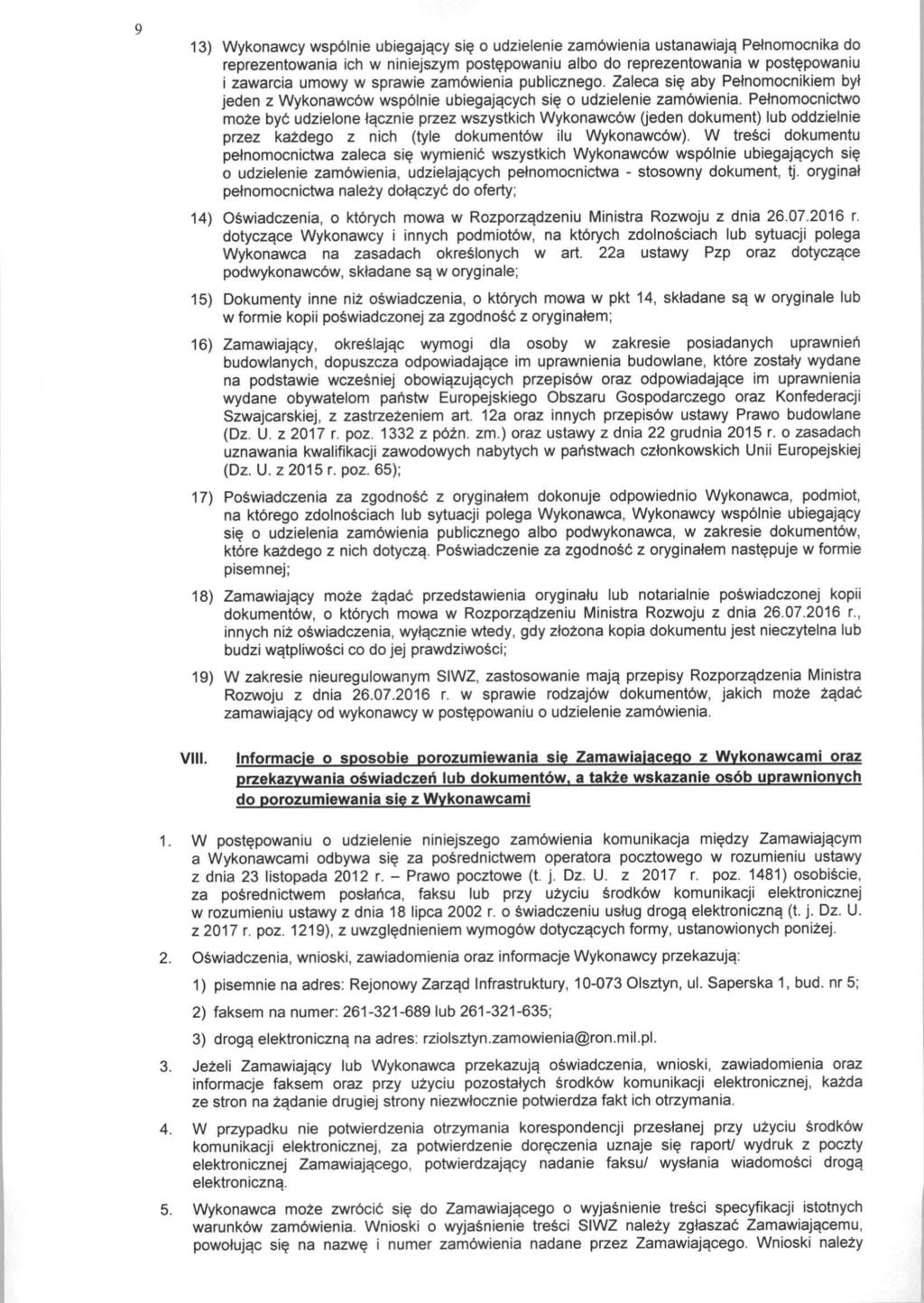13) Wykonawcy wspblnie ubiegajacy sis o udzielenie zambwienia ustanawiaja.