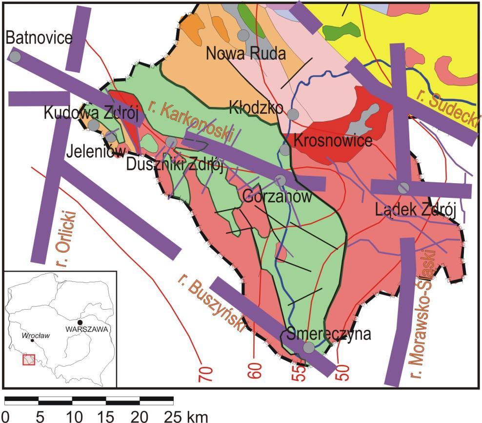 Perspektywiczne obszary występowania wód termalnych na tle budowy geologicznej Ziemi Kłodzkiej Prospective areas of