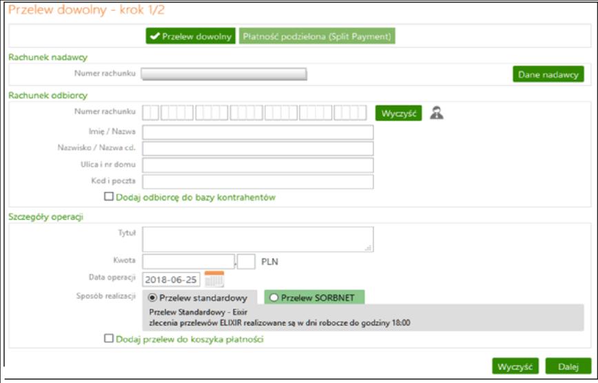 Przelew na telefon Sm@rt wypłata W przypadku rachunku walutowego (prowadzonego w dewizach: np. euro, dolar itd.