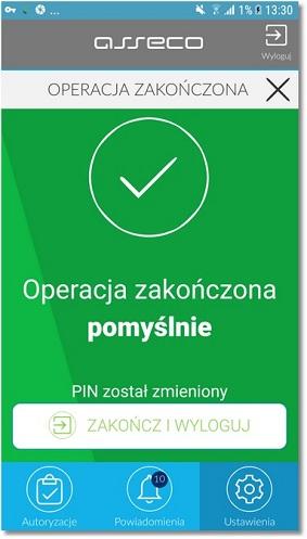 Rozdział 8 Ustawienia aplikacji Asseco MAA W przypadku, gdy użytkownik w polu Wprowadź obecny PIN wprowadzi błędny aktualny kod PIN a