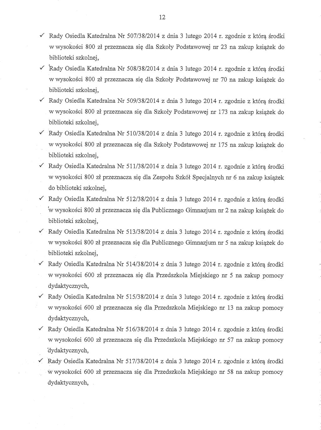 J Rady Osiedla Katedralna Nr 50713812014 z dnia 3 lutego 2014 r.