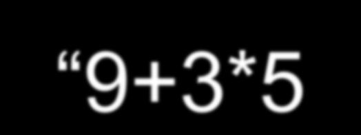 Obliczenie: 9+3*5\n L ::= E \n E ::= E 1 + T E ::= T T ::= T 1 * F T ::= F F ::= ( E ) F ::= digit L.val = E.val E.val = E 1.val + T.val E.val = T.val T.val = T 1.