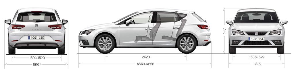 Dane techniczne / SEAT Leon 1446 1504 1520 1975 2636 4247 4343 1533 1549 1810 Benzyna Prędkość maksymalna (km/h) Przyspieszenie 0100 km/h (s) Zużycie paliwa (l/100 km) cykl mieszany Emisja CO2 (g/km)