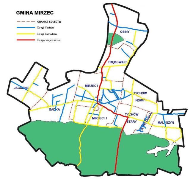 pl) Mapa 3 Gmina Mirzec (Źródło: Urząd Gminy Mirzec) Historia Gminy Mirzec W okolicach wsi Mirzec Podkowalów, Osiny-Mokre Niwy, Tychów i Jagodne w czasie prac archeologicznych odkryto grupę pieców