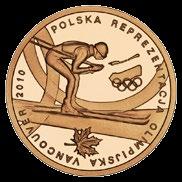 200 zł Polska Reprezentacja Olimpijska Vancouver 2010 Awers: Z prawej strony wizerunek orła ustalony dla godła Rzeczypospolitej Polskiej.