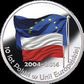 Polska flaga znalazła się również na numizmatach i monetach innych państw wyprodukowanych przez naszą mennicę. Poniżej dwa przykłady tej produkcji z polską flagą.