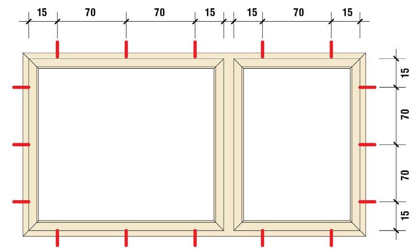 przeprowadzony zostanie we wszystkich punktach zgodnie z podaną wyżej normą Punkty mocowania okien i drzwi balkonowych usytuowanych w ościeżu, lub wysuniętych przed lico muru powinny być