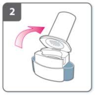 Otworzyć inhalator: Mocno przytrzymać podstawę