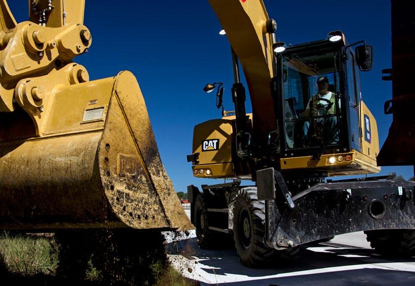 Inteligentne rozwiązania techniczne Automatyczne blokowanie mechanizmu obrotu i układu jezdnego: naciśnij, uruchom i zrelaksuj się Operator nie musi już się schylać do sworznia blokującego mechanizm
