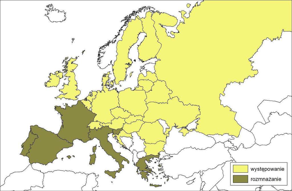 Do chwili obecnej żółw czerwonolicy był stwierdzony w środowisku przyrodniczym następujących krajów europejskich: Austrii, Belgii, Białorusi, Bułgarii, Chorwacji, Czechach, Danii, Finlandii, Francji,