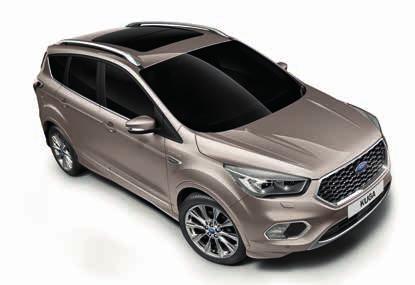 FORD KUGA Zewnętrzne elementy stylizacyjne nadwzia Szyby bczne - bramwanie w klrze aluminium Lusterka bczne - składane elektrycznie, z lampkami świetlającymi pdłże i pamięcią płżenia Górna krata wltu
