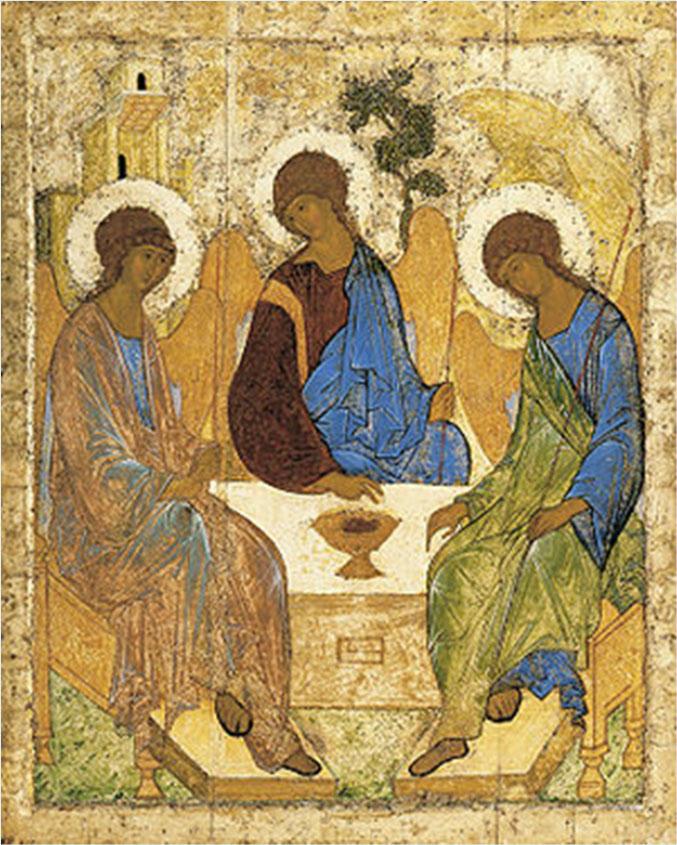 Andrei Rublev presented this truth through his icon of the "Holy Trinity in a beautiful way, depicting the scene from the Old Testament.