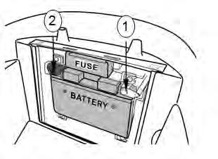 AKUMULATOR Twój skuter został wyposażony w bezobsługowy zamknięty akumulator, więc niema konieczności sprawdzania w nim poziomu elektrolitu, a dolewanie wody lub elektrolitu jest zabronione.
