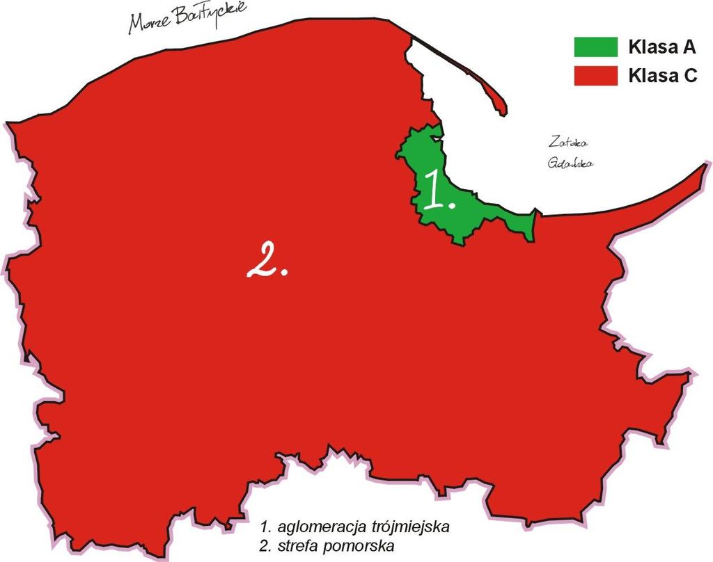 6.4 Klasyfikacja stref z uwzględnieniem parametrów kryterialnych określonych dla pyłu zawieszonego PM2,5 Lp.