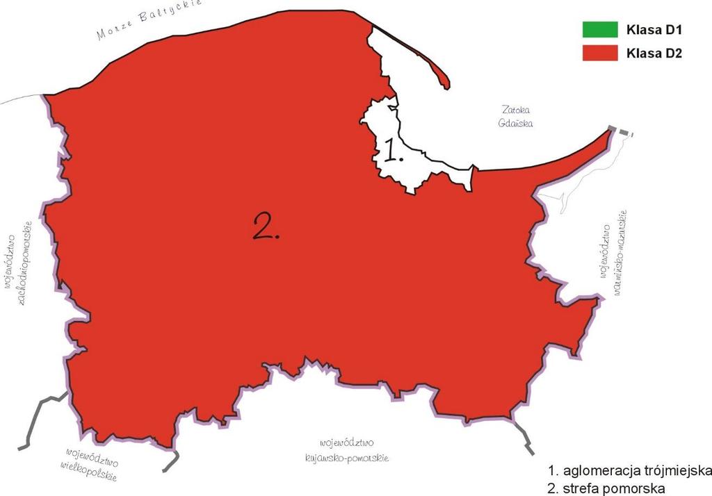 7.2.b. Klasyfikacja stref z uwzględnieniem parametrów kryterialnych określonych dla O 3, pod kątem ochrony roślin - poziomy celów długoterminowych (2020 r.