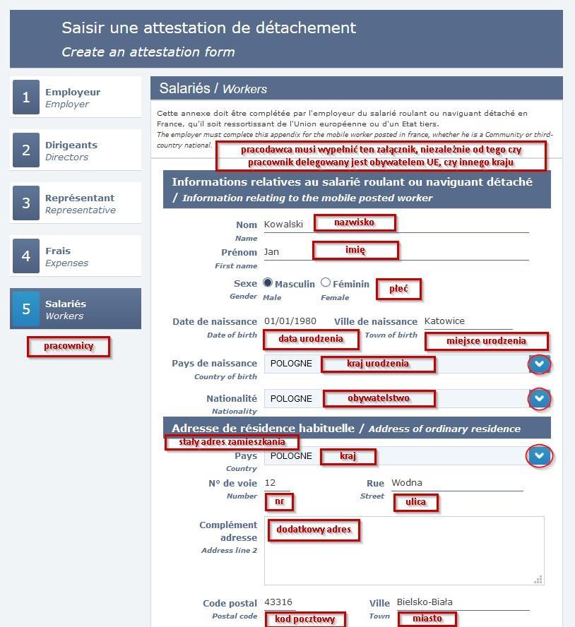 8) Pracownicy - Niniejszy załącznik uzupełnia pracodawca zatrudniający pracownika delegowanego do