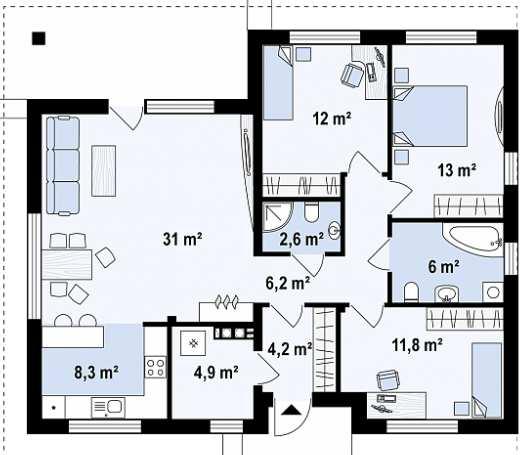 PARTER: 95,1/100 m 2 Sień Łazienka Kuchnia Pokój Pom.gosp.