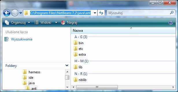 1. Wskazanie ścieżki dostępu do programu ant, umieszczonego w podkatalogu