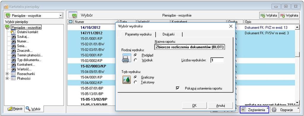 Uruchomienie dodatku Dodatek dzia a dla nierozliczonych dokumentów.