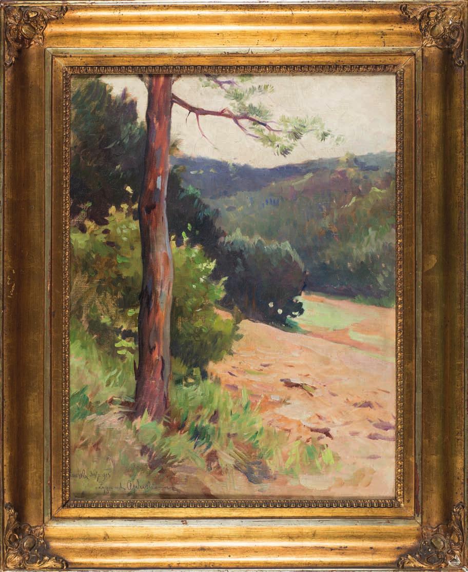 14. Zygmunt AjDuKIEWIcZ (1861-1917) PejZAż Olej, płótno, 64 x 49,5 cm, sygn. l.d.: Huciska 30/7 [1]915 Zygmunt Ajdukiewicz. 17.