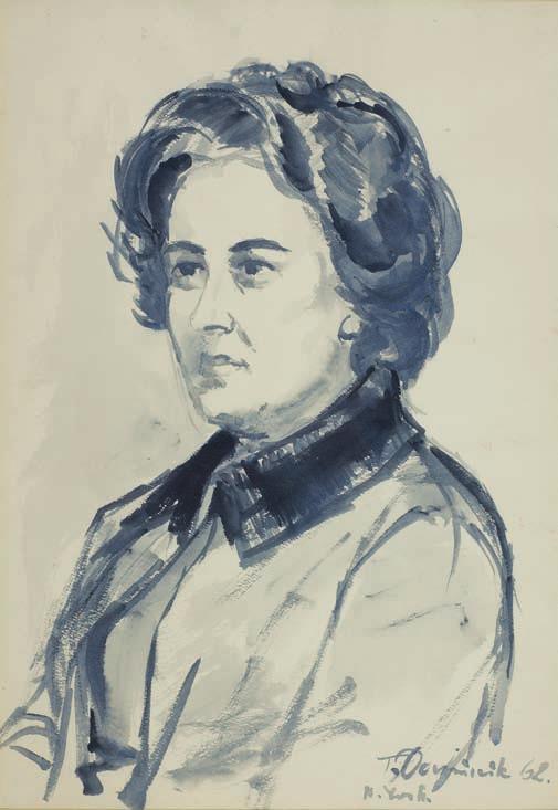 59. Kiejstut BEREźnIcKI (ur. 1935) MODeLKA, MALARZ I TRZY MASKI Ołówek, papier, 64 x 49 cm (w świetle passe-partout), sygn. p.d.: modelka, malarz i trzy maski 20