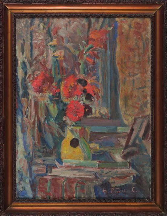 5. jan Piotr HRYnKOWSKI (1891-1971) NA OSIOŁKu Tempera, papier, sygn. p.d.: j.hrynkowski 944, 47 x 35,5 cm, na odwrocie etykieta Towarzystwa Przyjaciół Sztuk Pięknych Kraków. 3.800,- Studia w krakowskiej ASP pod kierunkiem S.