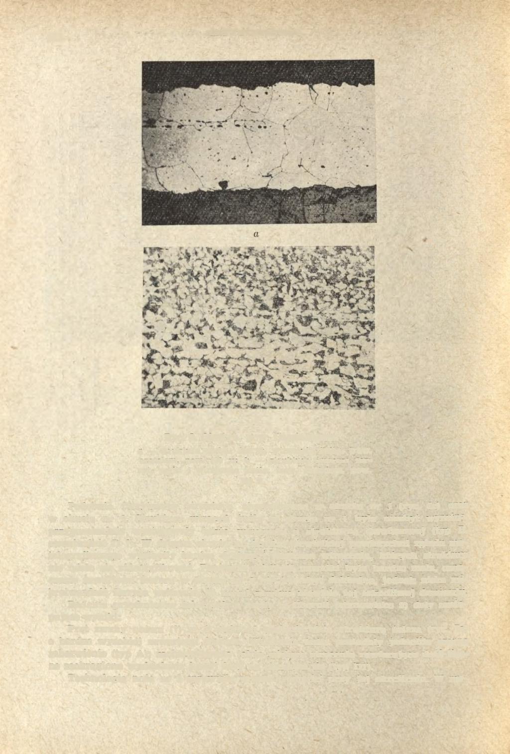 432 b Ryc. 5. Olsztyn, pow. Częstochowa: a struktura umba: ferryt, wtrącenia żużla, traw. azotalem, pow. 100 x; b struktura imacza: ferryt, perlit i wtrącenia żużla, traw. azotalem, pow. 100 x Podobnie ferrytyczną strukturę obserwowano w okuciu nr 1 (ryc.