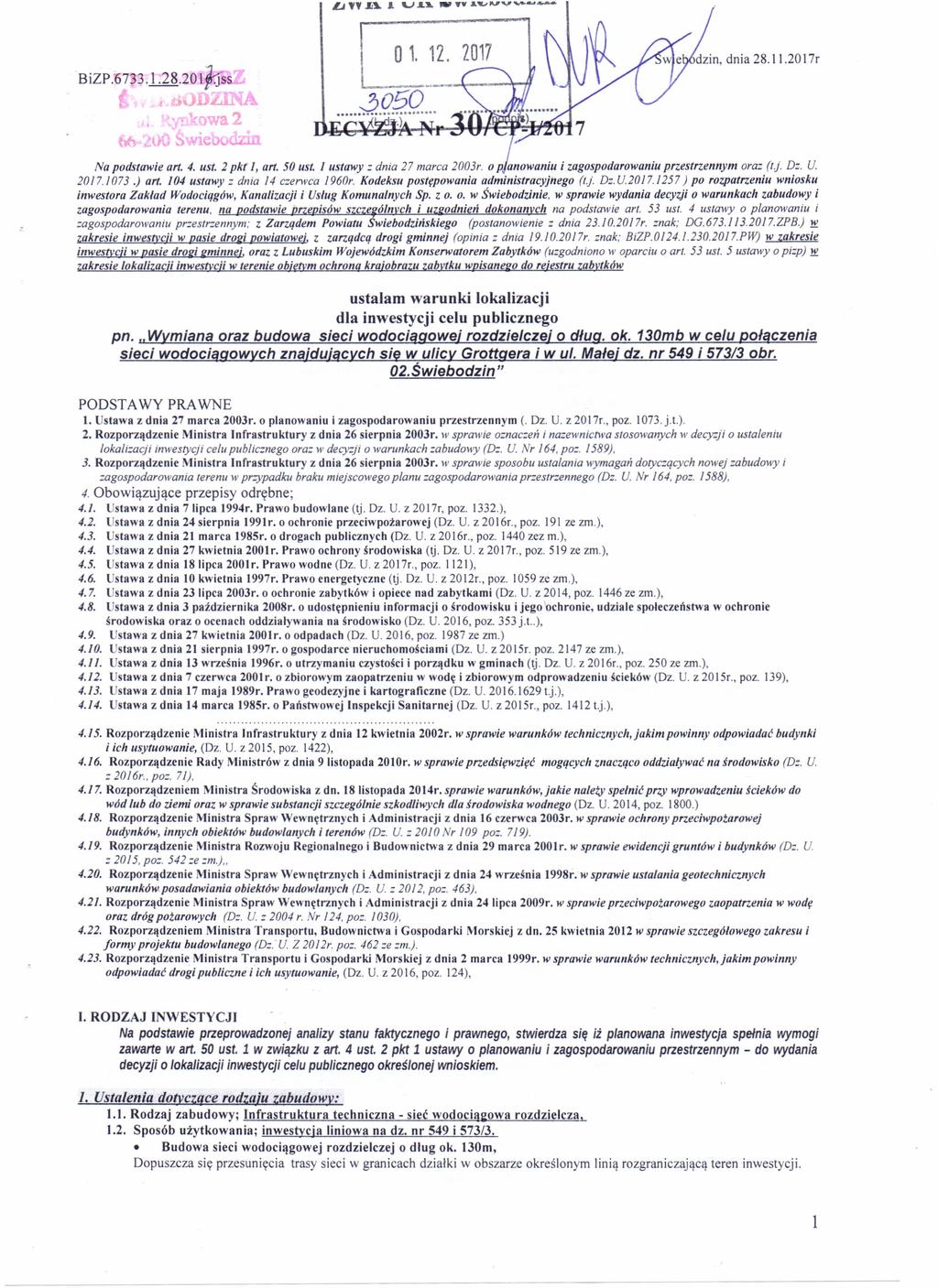20_17--T-ff BiZP.'67l33.1.28.20hs.3050... :). 'owa 2 Na podstawi art. 4. ust. 2 pkt, art. 50 ust. ustawy: dnia 27 marca 2003r. o p, anowaniu i zagospodarowaniu przstrznnym oraz (tj. Dz. U. 2017./073.